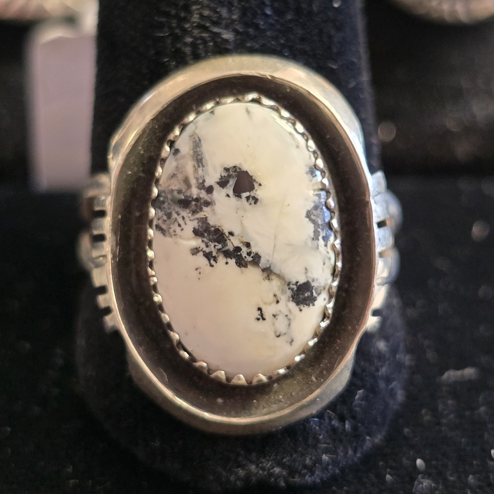 Navajo Made Dendritic Agate Ring Size 10